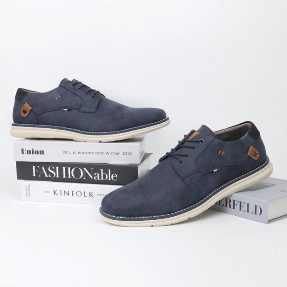 ?Men\'s Business Dress Oxford Navy Shoes Casual Comfort Lace-Up Closed Toe main image 4
